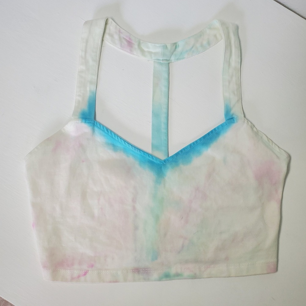 TOBI Tie Dye Crop Top Racerback‎ Sleeveless Pastel Cotton Blend Medium